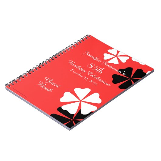 85th Birthday Party Guest Book Red/White Notebook Notitieboek (Linkerzijde)