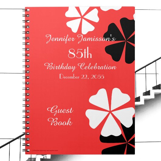 85th Birthday Party Guest Book Red/White Notebook Notitieboek