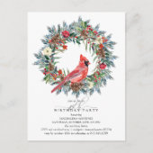 85th Birthday Party Red Cardinal Wreath Uitnodiging Briefkaart (Voorkant)
