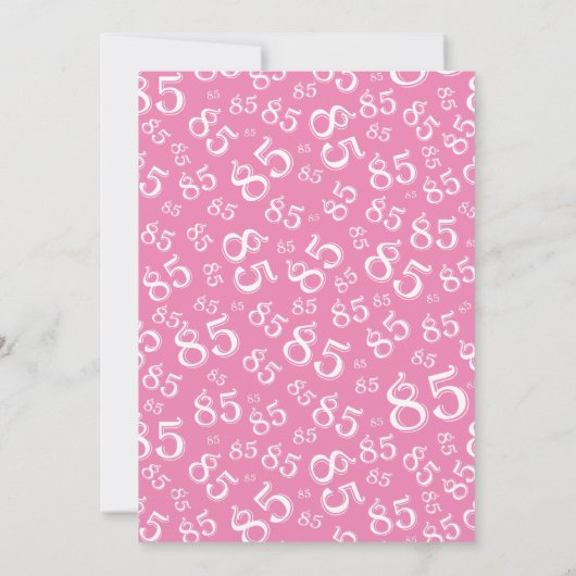 85th Birthday Party roze and White Number Pattern Kaart (Achterkant)