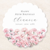 85th Birthday Pink Carnation January Birth Flower Kartonnen Onderzetters (Voorkant)