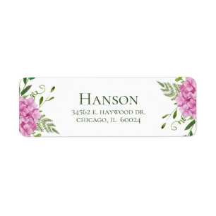85th Birthday Pink Hydrangeas Return Address Etiket