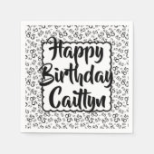 85th Birthday Random Number Pattern Scallop Zwart Servet (Voorkant)