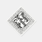 85th Birthday Random Number Pattern Scallop Zwart Servet (Hoek)