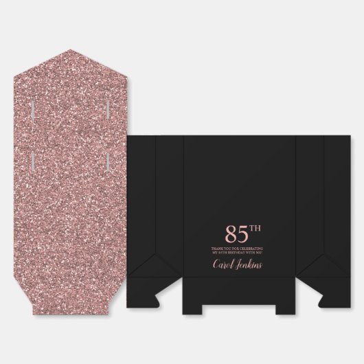 85th Birthday Rose Gold Glitter Thank You Bedankdoosjes (Ongevouwen)