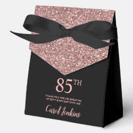 85th Birthday Rose Gold Glitter Thank You Bedankdoosjes