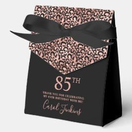 85th Birthday Rose Gold Leopard Print Thank You  Bedankdoosjes