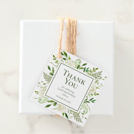 85th Birthday White Hydrangeas Dankuwel Bedankjes Labels (In situ)