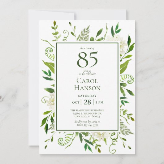 85th Birthday White Hydrangeas Kaart (Voorkant)