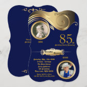 85th, Birthday Woman age, art deco, Navy gold Kaart (Voorkant / Achterkant)