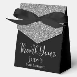85th Birthday Zilveren Glitter Zwart Bedankt Bedankdoosjes
