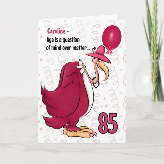 85th Funny Birthday Pink Buzzard with Name Kaart (Voorkant)