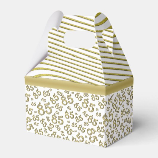 85th Party Goud/Wit Willekeurig Getal Patroon Bedankdoosjes (Achterkant)