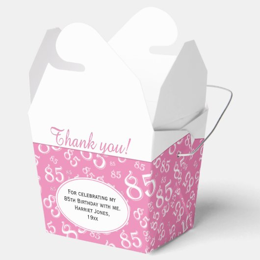 85th Party Roze/Wit Willekeurig Getal Patroon Bedankdoosjes (Geopend)