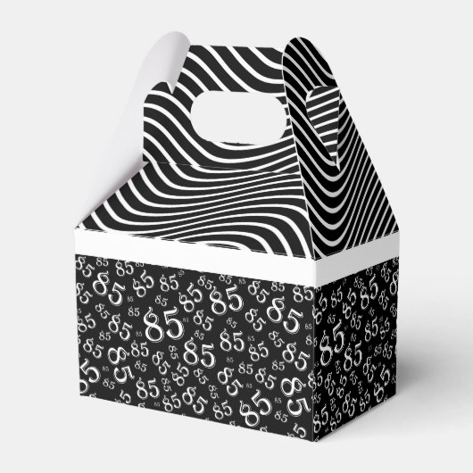 85th Party Zwart/Wit Willekeurig Getal Patroon Bedankdoosjes (Achterkant)
