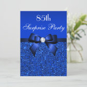 85th Surprise Party Royal Blue Sequins en boog Kaart (Staand voorkant)