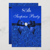 85th Surprise Party Royal Blue Sequins en boog Kaart (Voorkant / Achterkant)