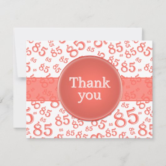 85th Thank You: Coral/White Number Pattern (Voorkant)