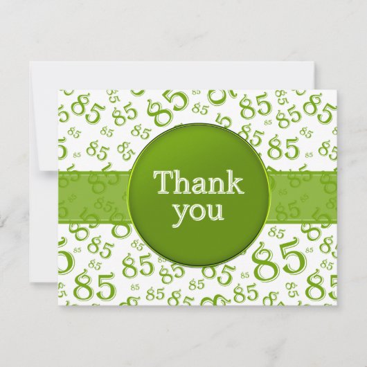 85th Thank You: Green/White Number Pattern (Voorkant)