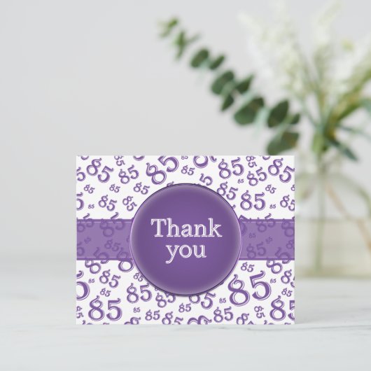 85th Thank You: Purple/White Number Pattern (Staand voorkant)