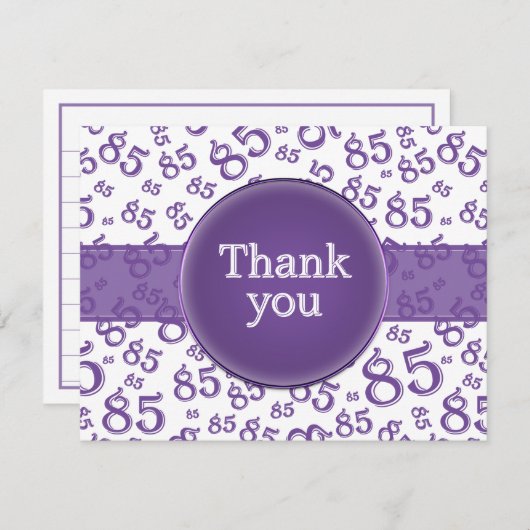 85th Thank You: Purple/White Number Pattern (Voorkant / Achterkant)