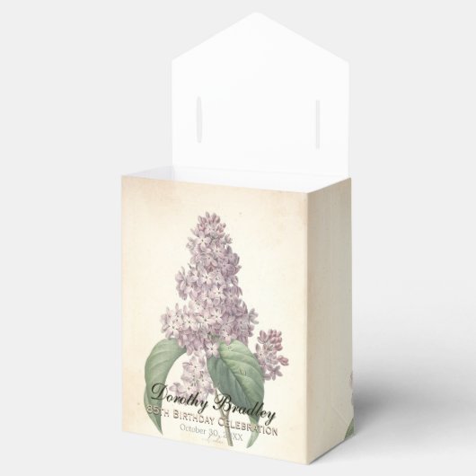 85th Verjaardag Lila Custom Dank u Favor Box Bedankdoosjes (Geopend)