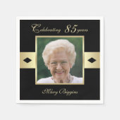 85th Verjaardagsfeestfoto op zwart papier Servet (Voorkant)