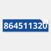 864511320 Blauwe Bumpersticker (Voorkant)