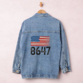 8647 Anti-Trump Amerikaanse vlag Politieke verklar Denim Jacket (Hangar)