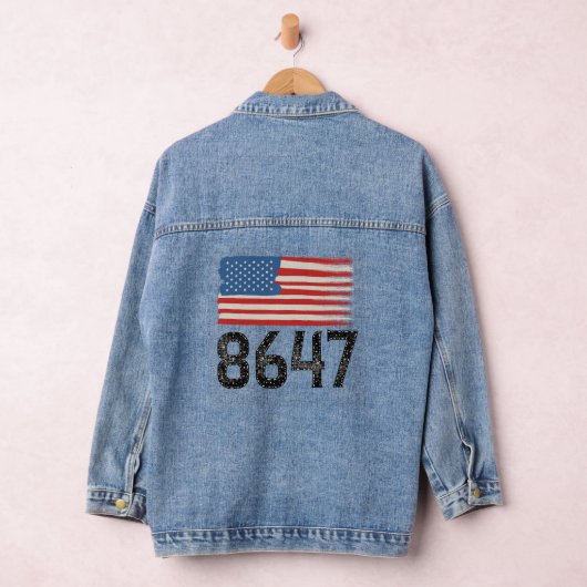 8647 Anti-Trump Amerikaanse vlag Politieke verklar Denim Jacket (Hangar)