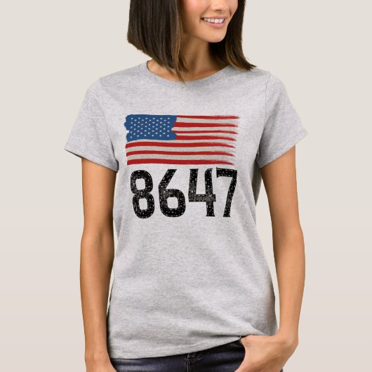 8647 Anti-Trump Amerikaanse vlag Politieke verklar T-shirt (Voorkant)
