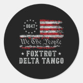 8647 Anti Trump Foxdraaft Deltas Tangos Impeach 47 Ronde Sticker (Voorkant)