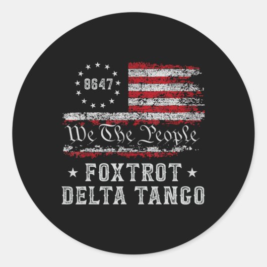 8647 Anti Trump Foxdraaft Deltas Tangos Impeach 47 Ronde Sticker (Voorkant)