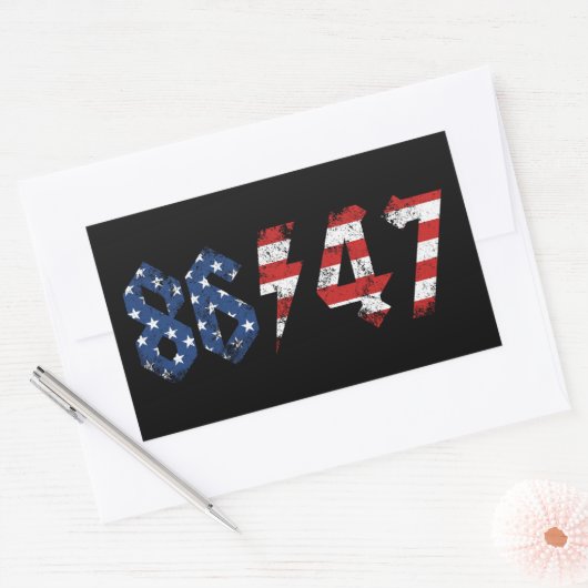 8647 Anti Trump Retro jaren 80 Rock Style Rechthoekige Sticker (Envelop)