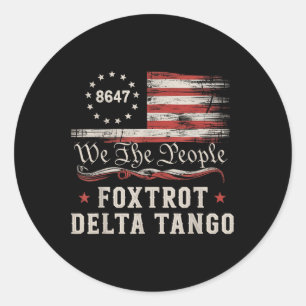 8647 Foxtrots Deltas Tangos Amerikaanse Vlag Ronde Sticker