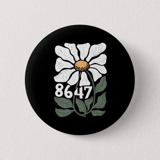 8647 Resist Subtle Daisy Floral Foxtrot Delta Tang Ronde Button 5,7 Cm (Voorkant)