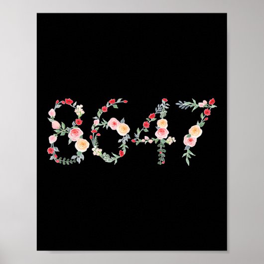 8647 Retro 86 47 Anti-Trump Flower President Poster (Voorkant)