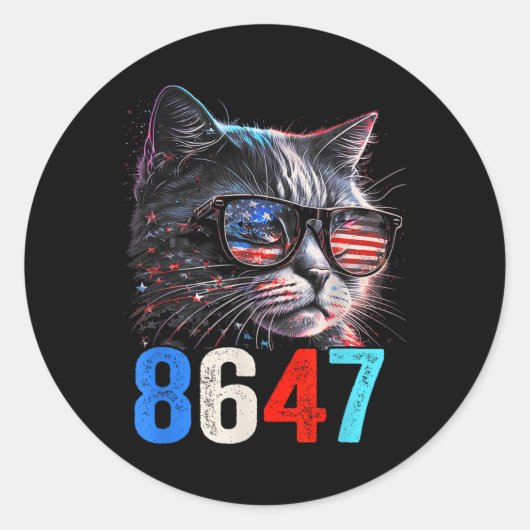 8647 Retro 86 47 Kattenliefhebbers Ronde Sticker (Voorkant)