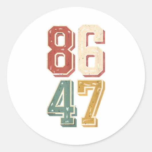 8647 retro 86 47 ronde sticker (Voorkant)