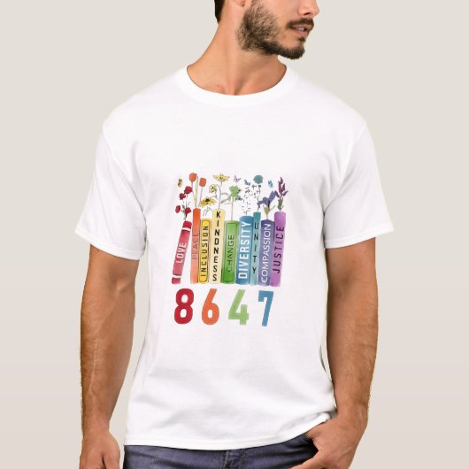 8647 Subtiel Anti Trump Anti MAGA 86 47 Bloem LGBT T-shirt (Voorkant)