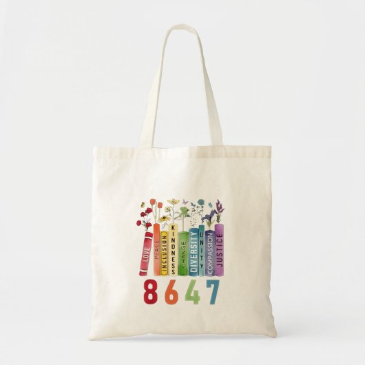 8647 Subtiel anti-Trump anti-MAGA 86 47 bloemrijk  Tote Bag (Voorkant)