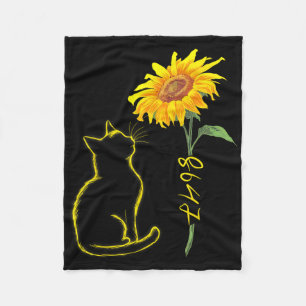 8647 Subtiele anti-Trump 86 47 Kat Zonnebloem Bloe Fleece Deken