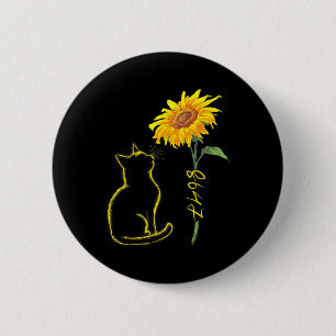 8647 Subtiele anti-Trump 86 47 Kat Zonnebloem Bloe Ronde Button 5,7 Cm