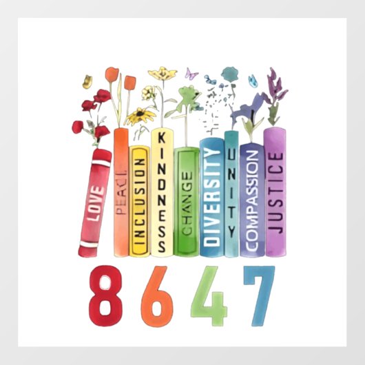 8647 Subtiele Anti Trump Anti MAGA 86 47 Bloemen L Raamsticker (Vel)