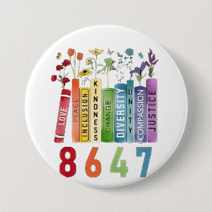 8647 Subtiele Anti Trump Anti MAGA 86 47 Bloemen L Ronde Button 7,6 Cm