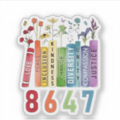 8647 Subtiele Anti Trump Anti MAGA 86 47 Bloemen L Sticker (Voorkant)