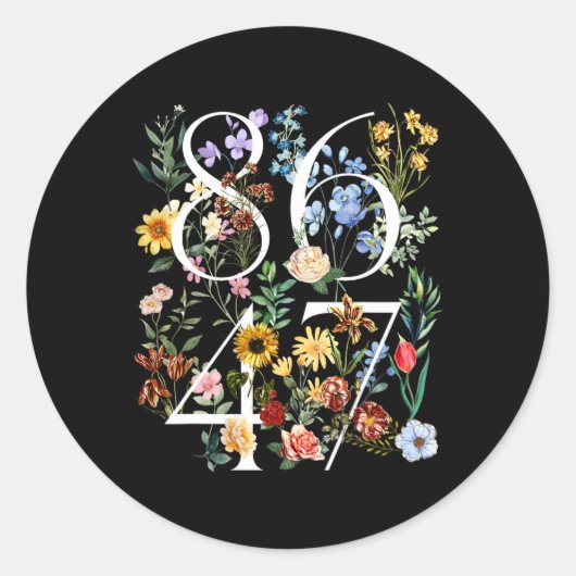8647 Subtiele Anti Trump Bloemen Boho Ronde Sticker (Voorkant)