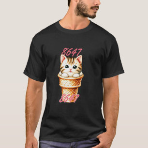 8647 Subtiele Bloemige Retro 86 47 Kat Ijs 4e O T-shirt