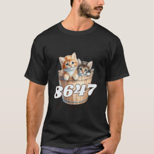 8647 Subtiele Bloemige Retro 86 47 Schattige Katte T-shirt