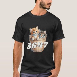 8647 Subtiele Bloemige Retro 86 47 Schattige Katte T-shirt